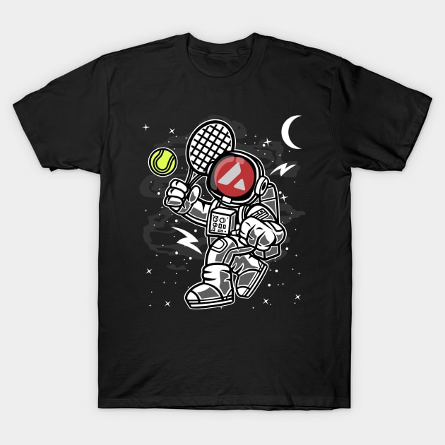 Astronaut Tennis Avalanche AVAX Coin To The Moon Crypto Token Cryptocurrency Blockchain Wallet Birthday Gift For Men Women Kids T-Shirt by Thingking About
